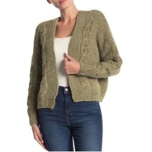 Woven Heart Green Chenille Open Cardigan NWT